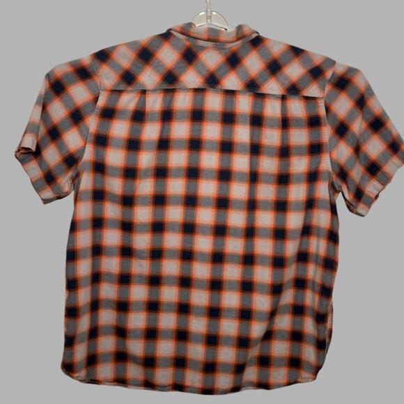 The North Face Men's Size XXL Blue and Orange Plaid Button Down Shirt - Picture 3 of 4